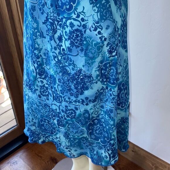 Vintage 90’s Layered Blue Floral Chiffon Long Skirt Size Large - Picture 4 of 11